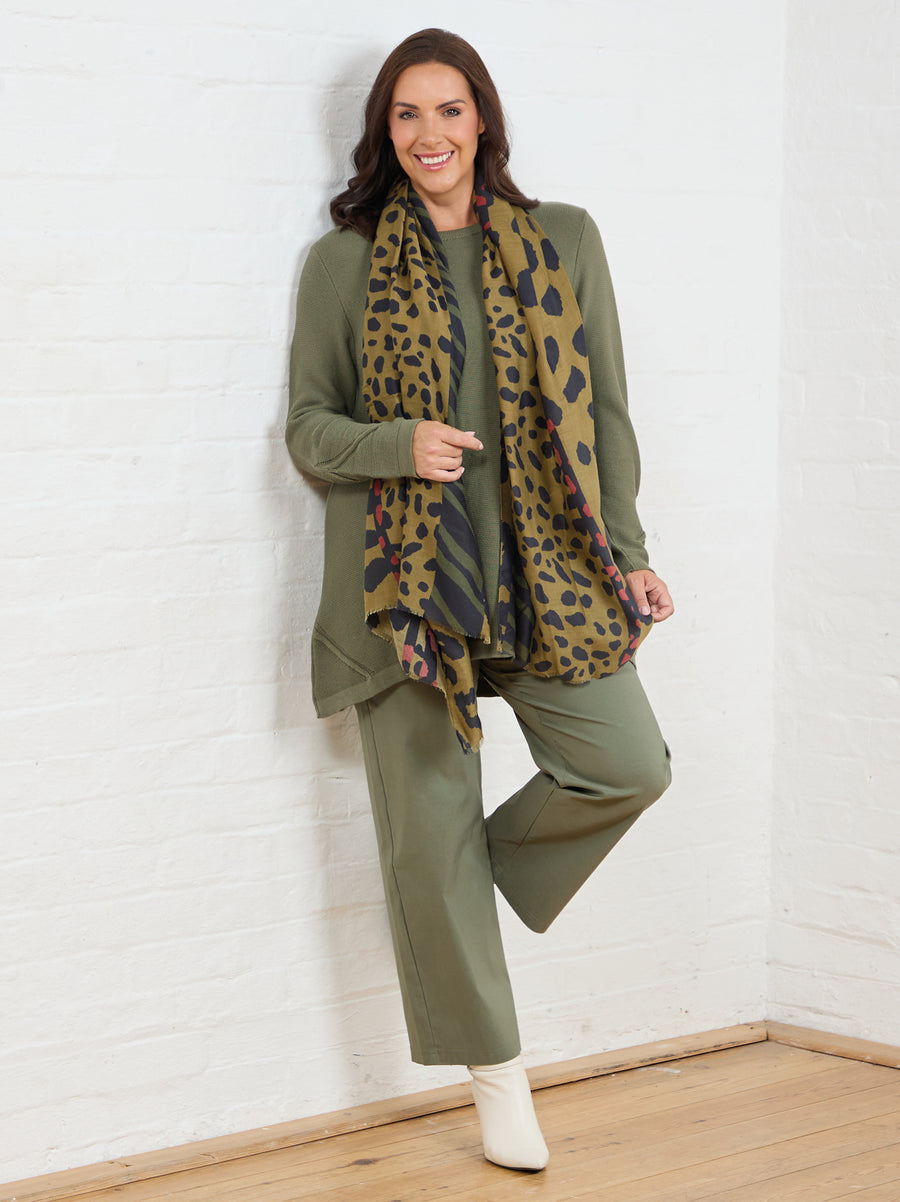 Margaret Cotton Blend Knit Rib Jumper - Khaki