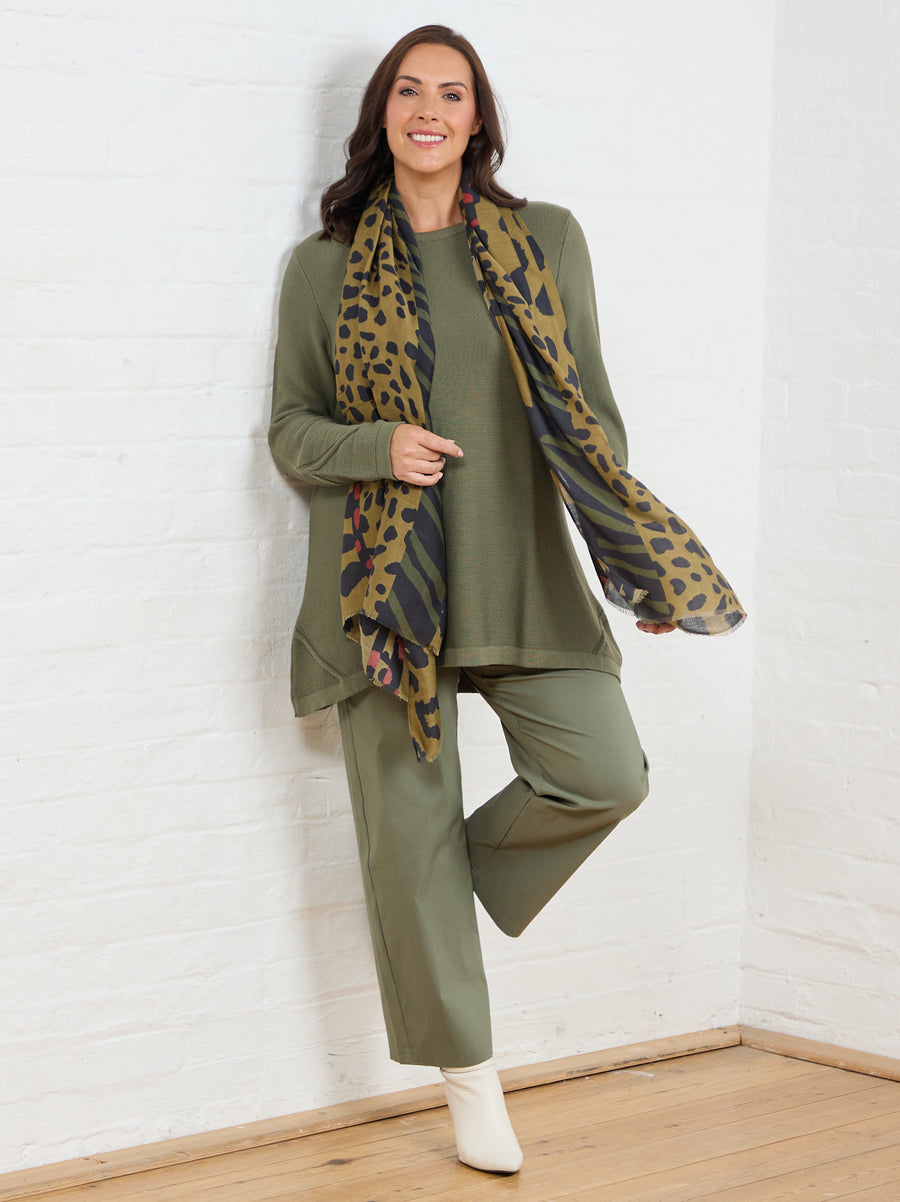 Margaret Cotton Blend Knit Rib Jumper - Khaki