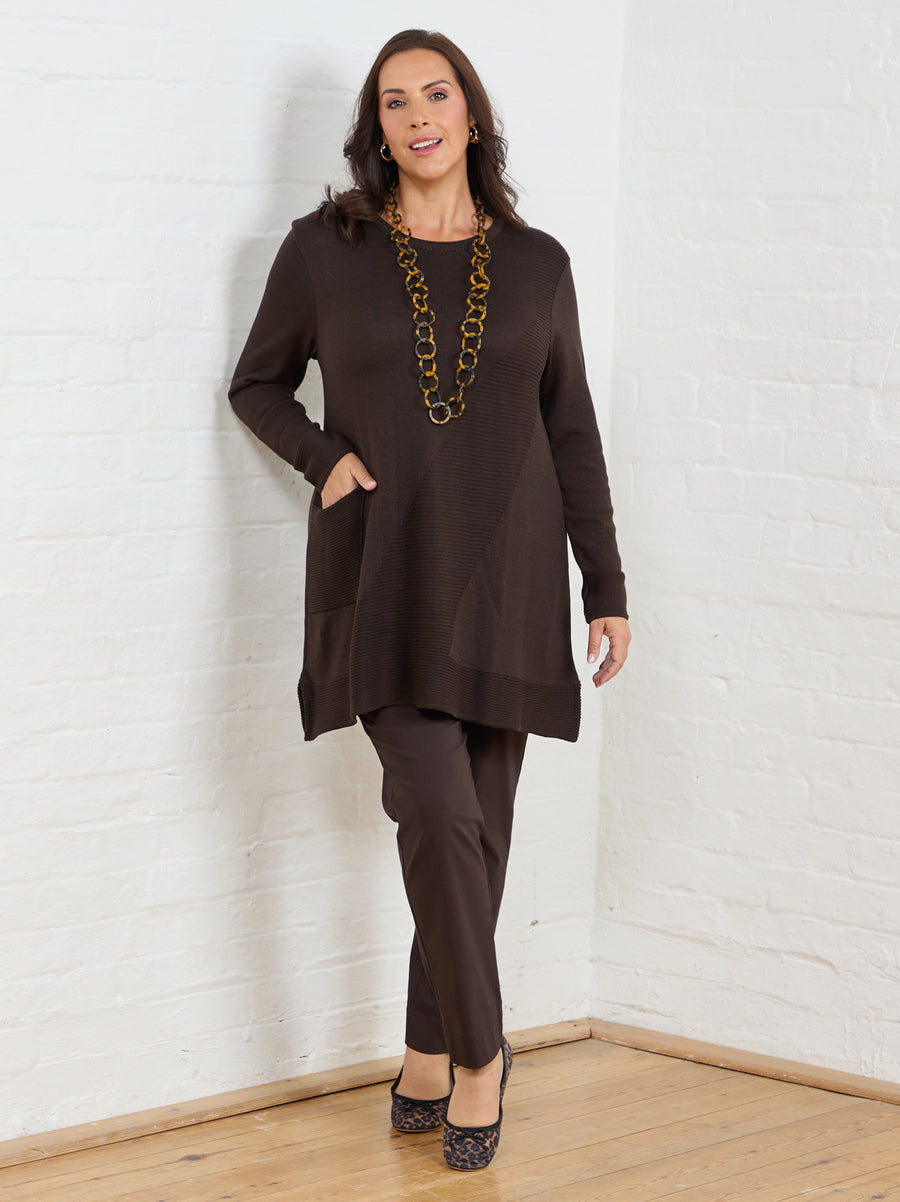 Marie FL by ROBELL Stretch Trouser - Chocolate