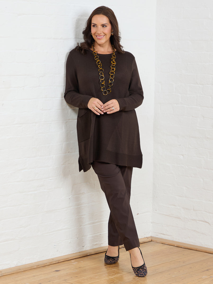 Marie FL by ROBELL Stretch Trouser - Chocolate