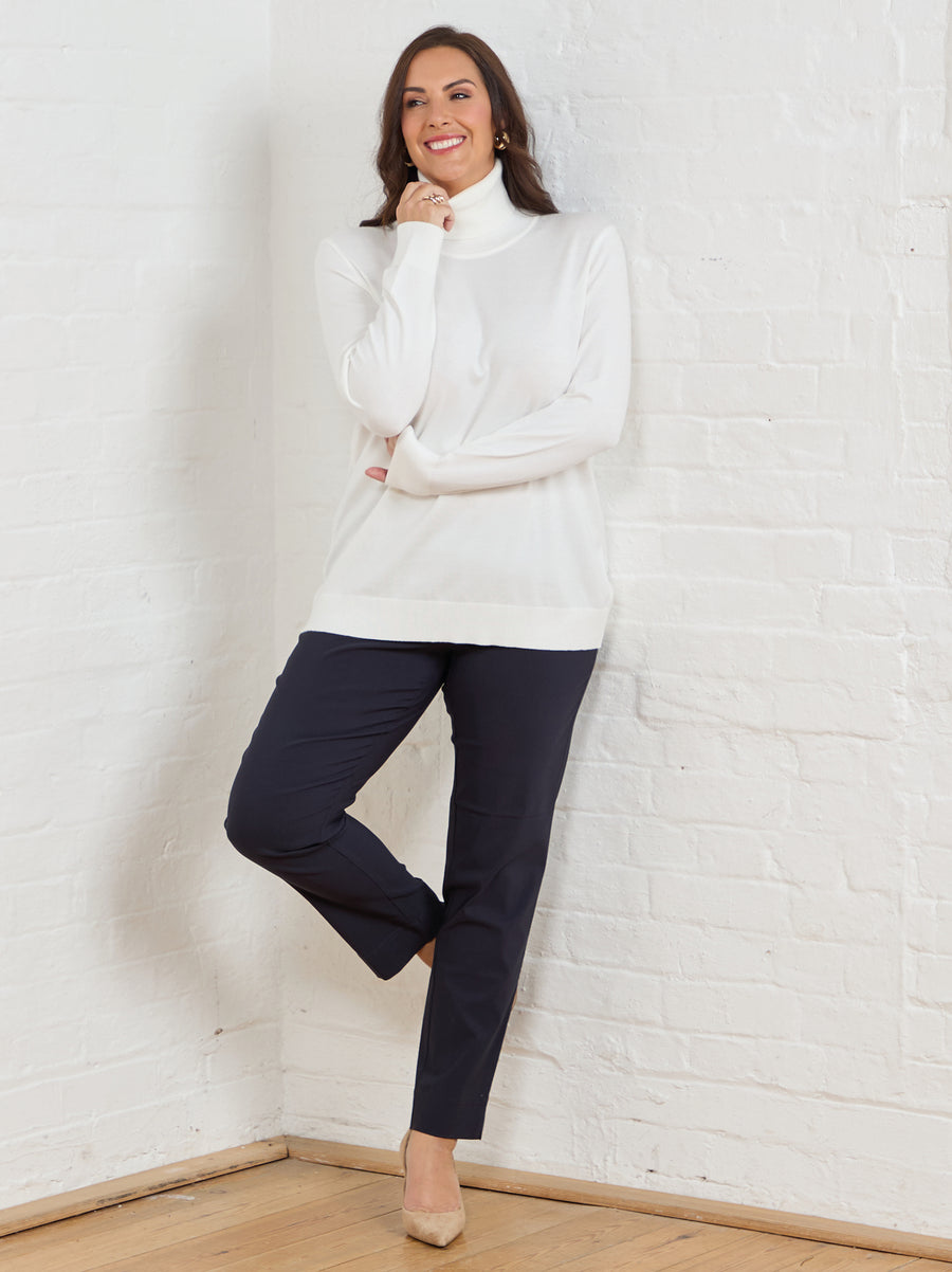 Marie FL by ROBELL Fleece Lined Trouser - Navy