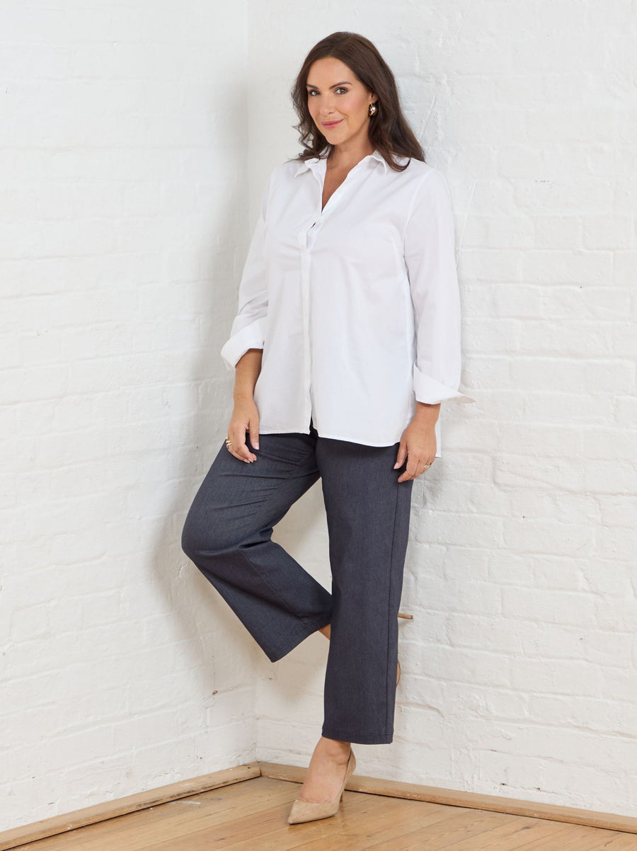 Britt Denim Blue Stretch Cropped Trouser
