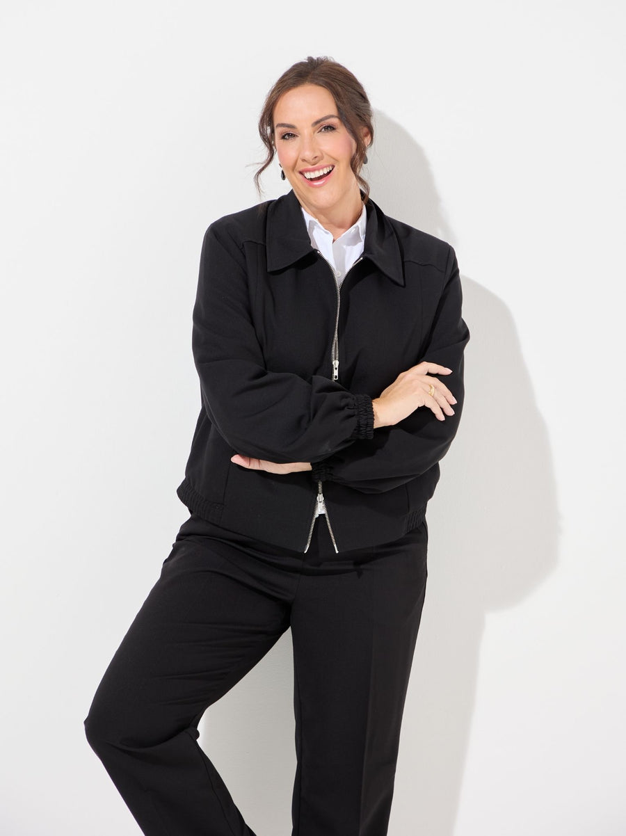 KAFFE Curve Sakira Black Cropped Jacket