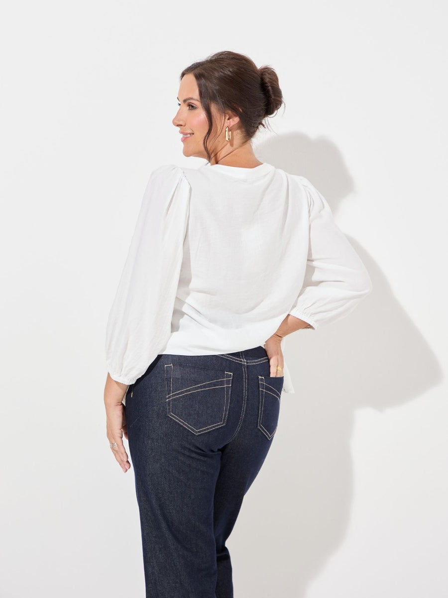 KAFFE Curve Alberte Puff Sleeve Blouse - Chalk