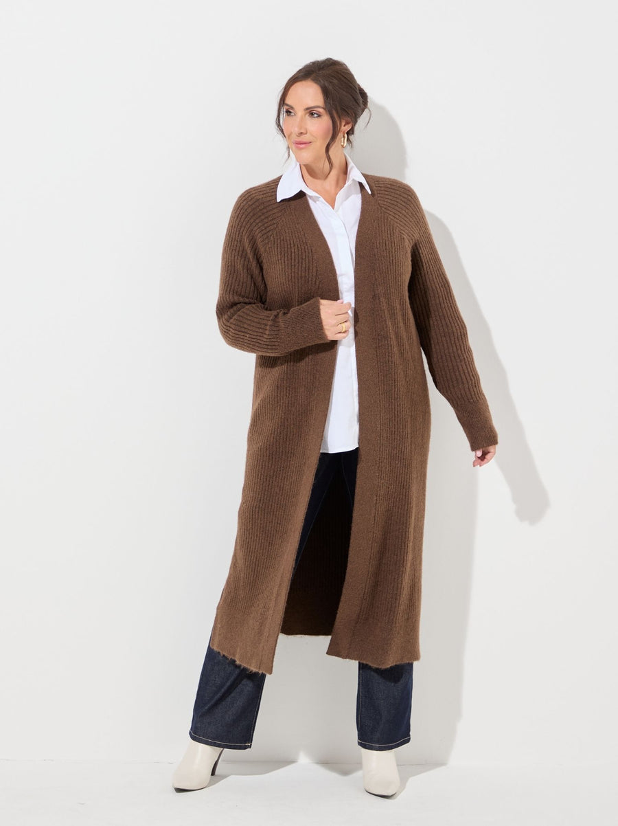 KAFFE Curve Rinye Long Cardigan -Brown