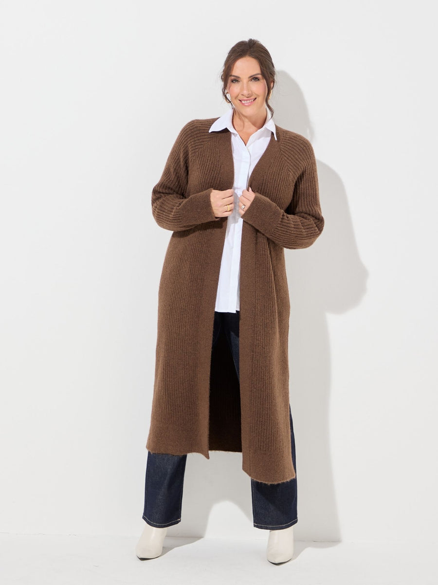 KAFFE Curve Rinye Long Cardigan -Brown