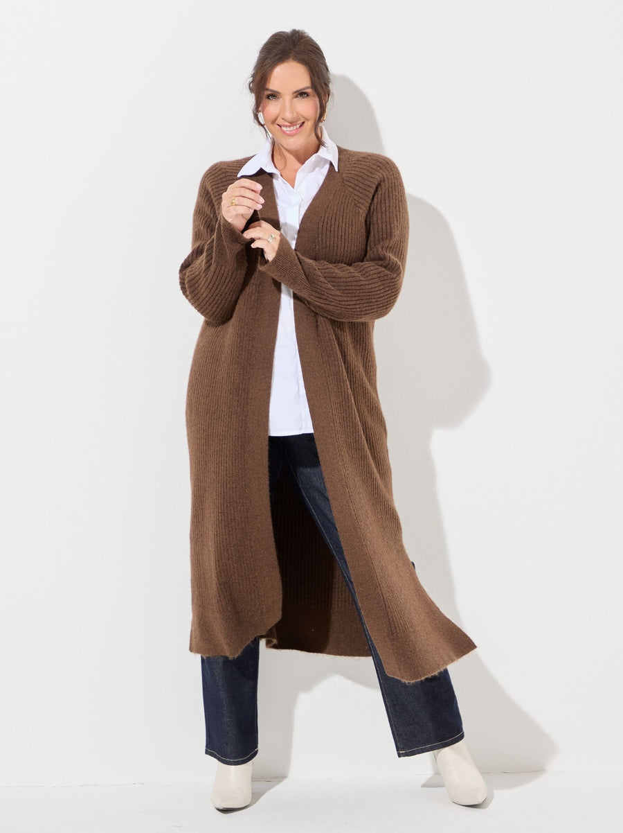 KAFFE Curve Rinye Long Cardigan -Brown
