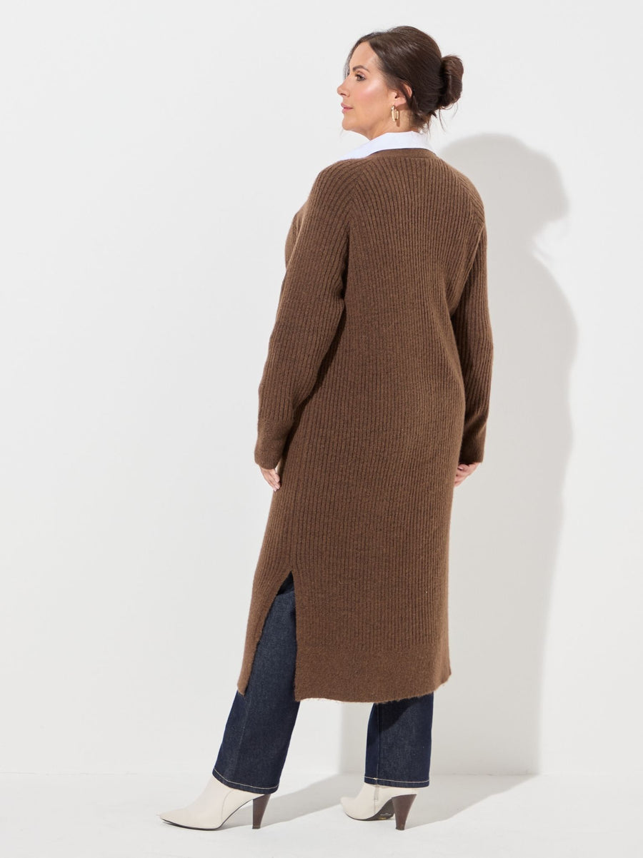 KAFFE Curve Rinye Long Cardigan -Brown
