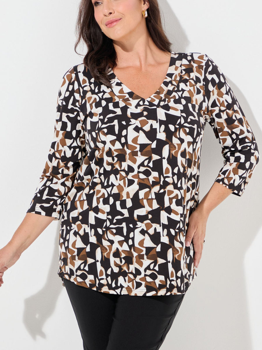 Tove by CISO Black/Cream Jersey Printed Tunic