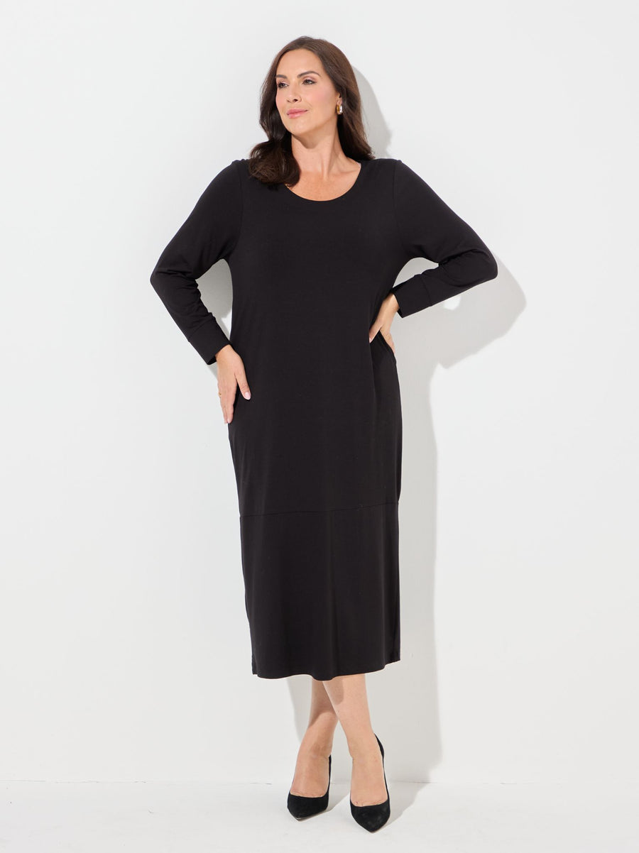 Dolores Black Panelled Hem Jersey Dress