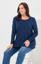 Tessa Jersey Long Sleeve Top - Navy