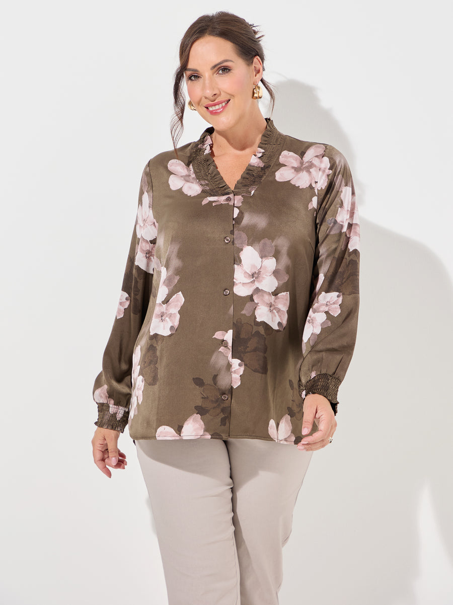 Tabia by CISO Dark Olive Printed Tunic