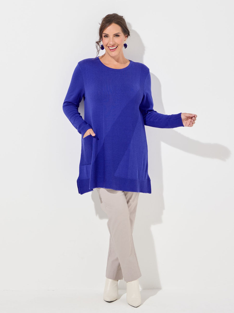 Mia Cotton Blend Rib Knit Jumper - Cobalt