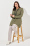 Margaret Cotton Blend Knit Rib Jumper - Khaki