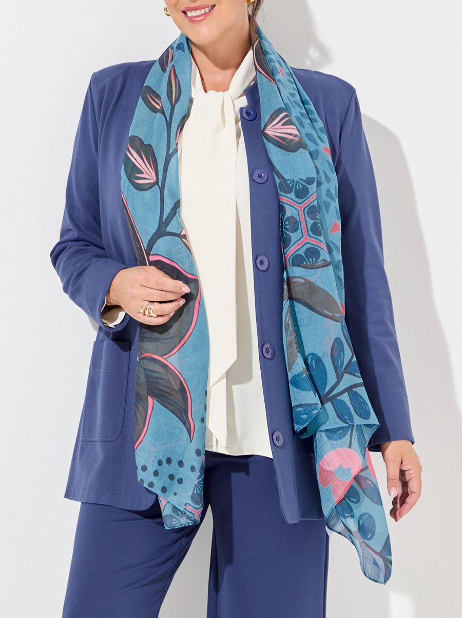 Kathleen Ponte Di Roma Jacket - Denim Blue