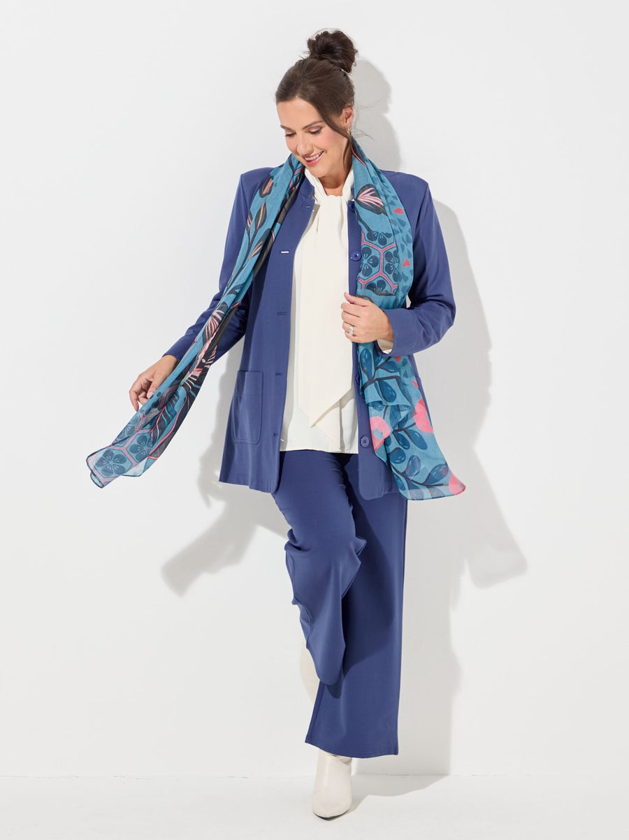 Kathleen Ponte Di Roma Jacket - Denim Blue