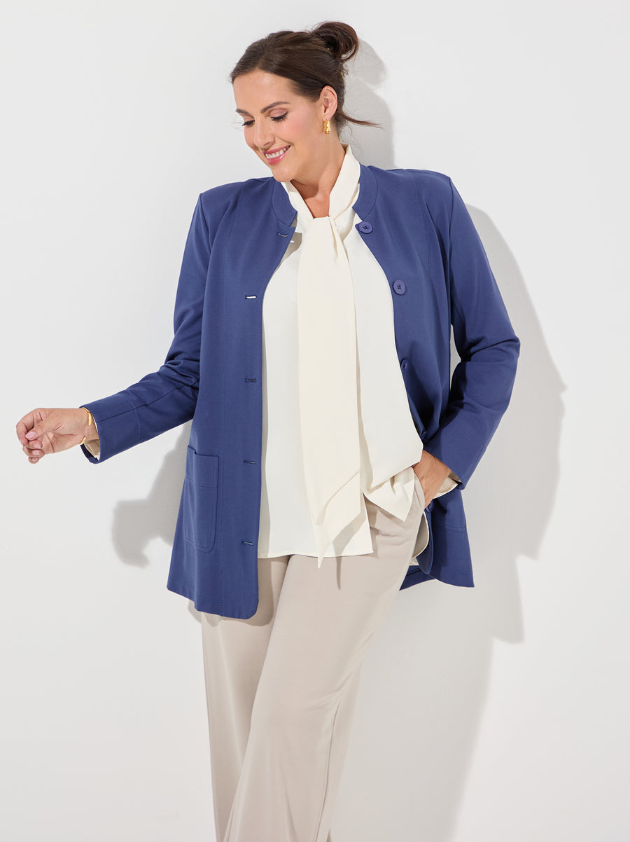 Kathleen Ponte Di Roma Jacket - Denim Blue