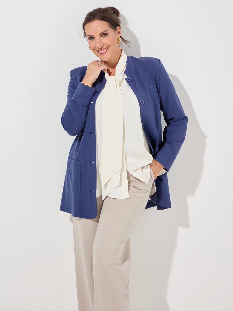 Kathleen Ponte Di Roma Jacket - Denim Blue