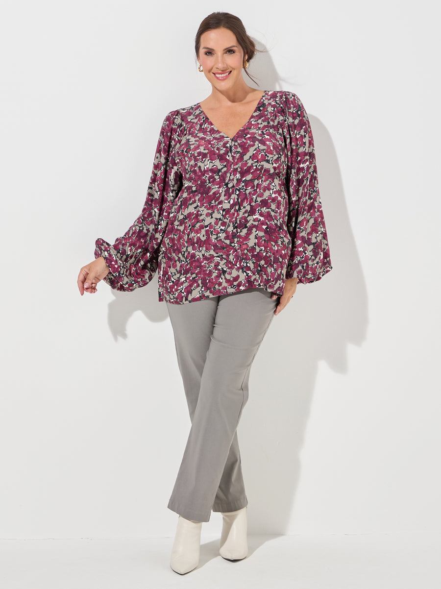 KAFFE Curve Maggie Puff Sleeve Blouse