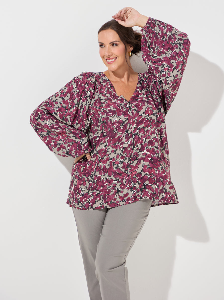KAFFE Curve Maggie Puff Sleeve Blouse