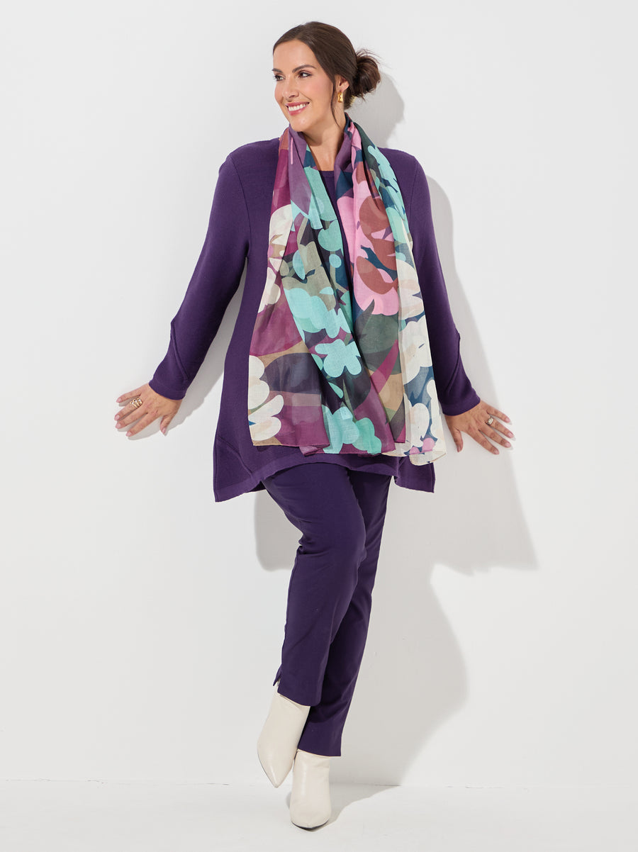 Margaret Cotton Blend Knit Rib Jumper - Purple