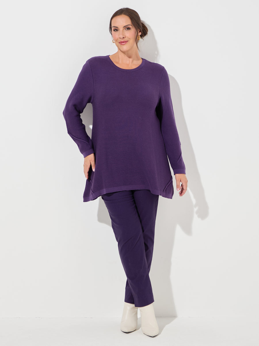 Margaret Cotton Blend Knit Rib Jumper - Purple