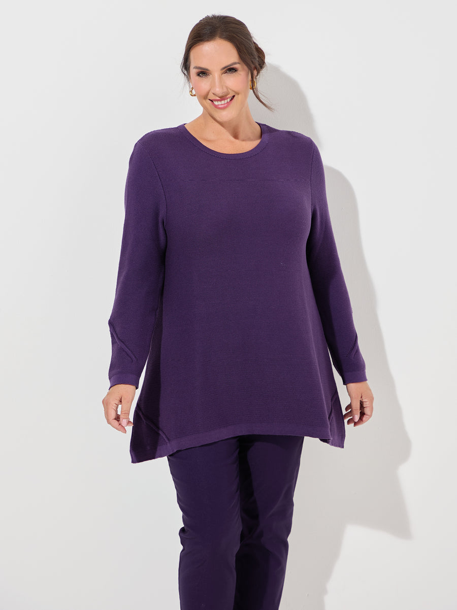 Margaret Cotton Blend Knit Rib Jumper - Purple