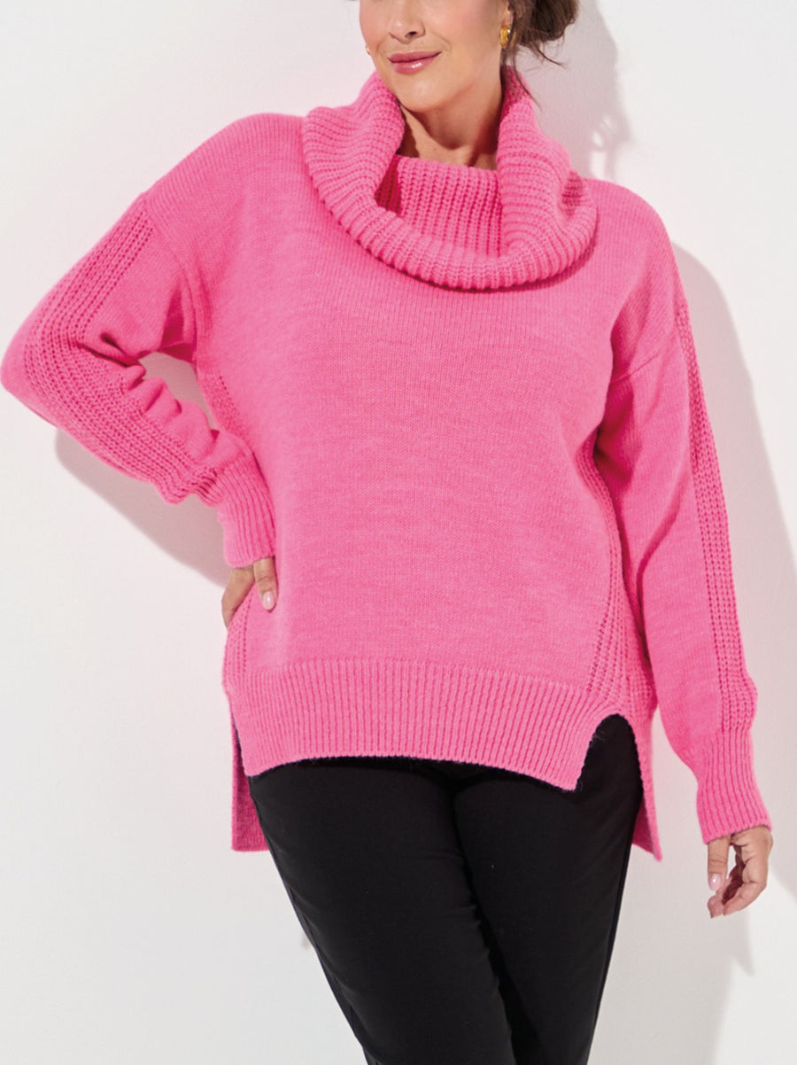 Keira Cowl Neck Jumper - Taffy Pink