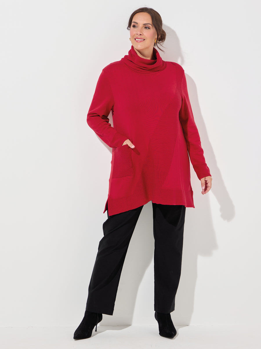 Mika Red Cotton Blend Roll Neck Jumper
