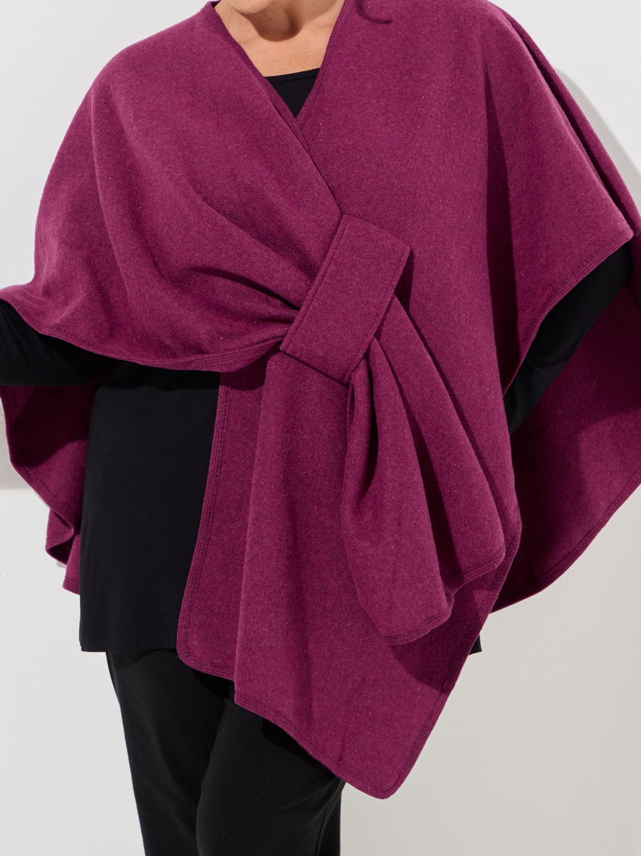 Chelsea Self Tie Waist Poncho - Berry