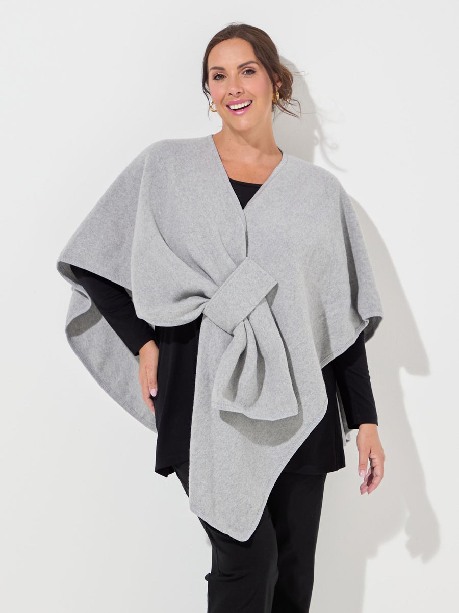 Chelsea Self Tie Waist Poncho - Grey