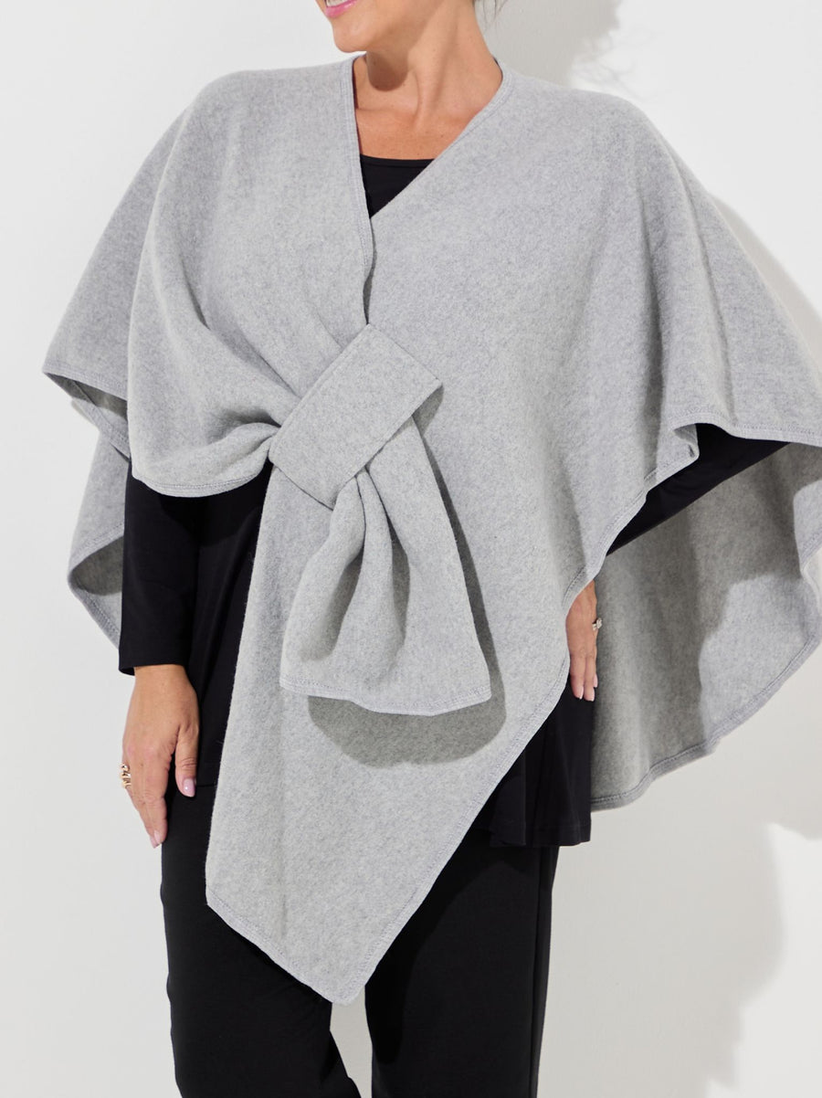 Chelsea Self Tie Waist Poncho - Grey