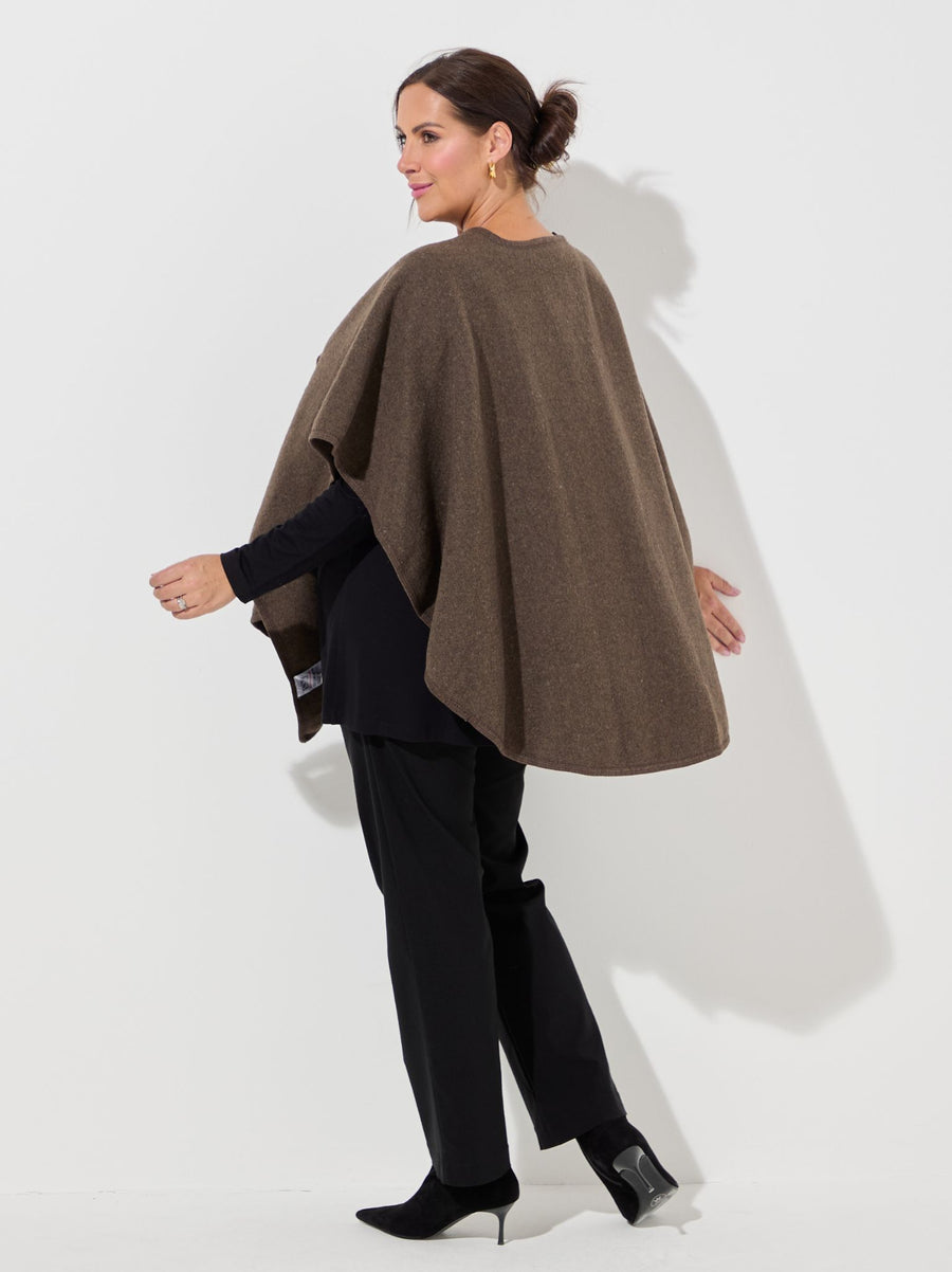 Chelsea Self Tie Waist Poncho - Cocoa