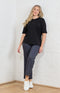 Tiara Cotton Mix Short Sleeve Top - Black