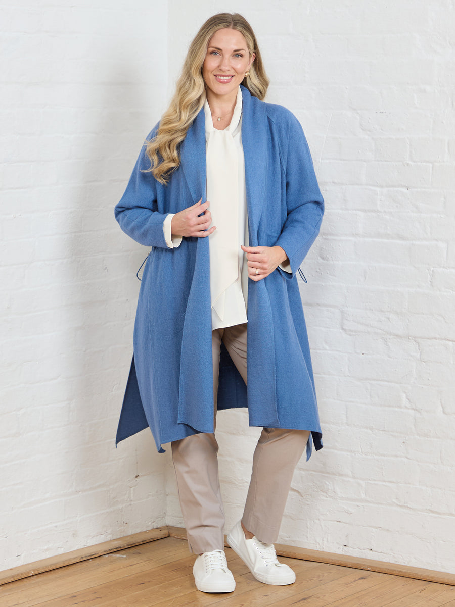 Ulrika By NOEN Boiled Wool Coat - Sea Blue