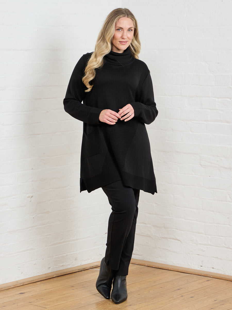 Mika Cotton Blend Roll Neck Jumper - Black