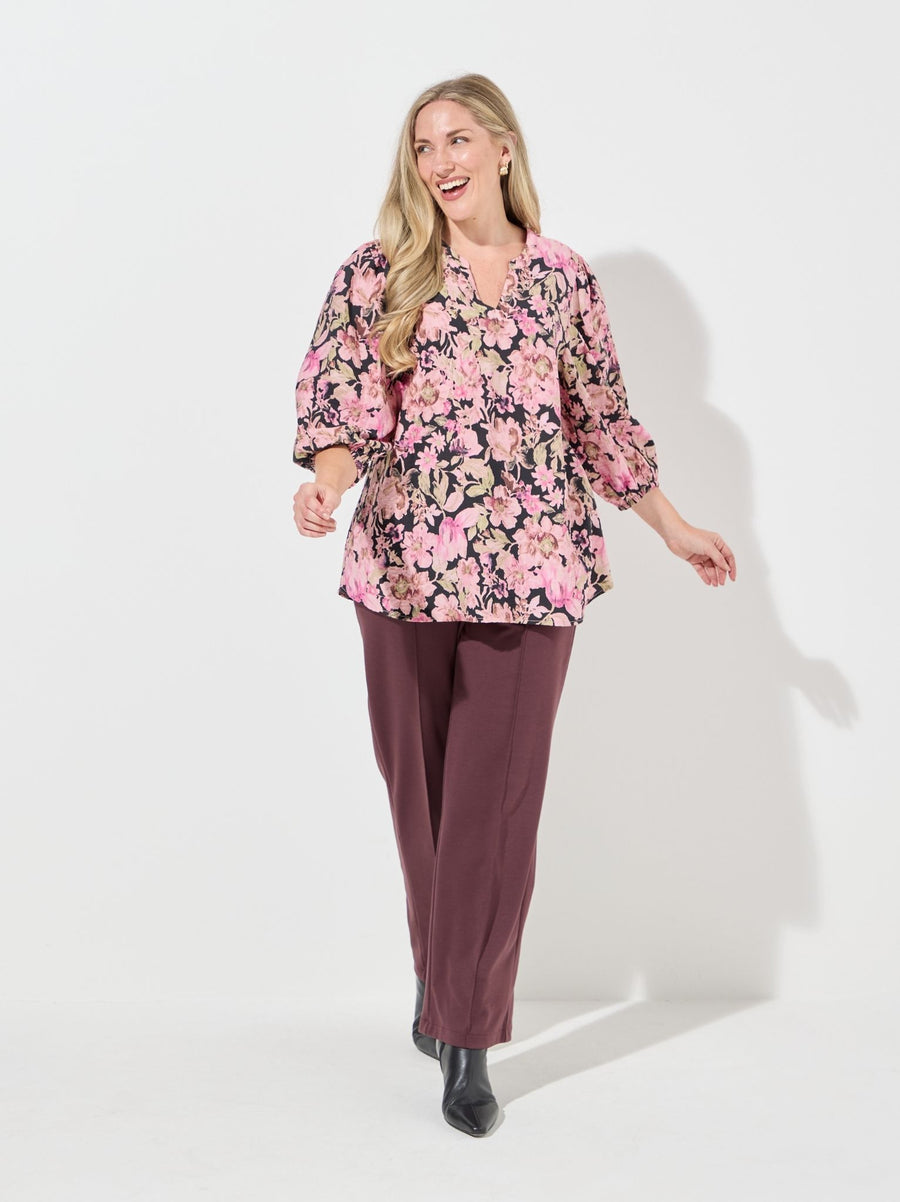 KAFFE Curve Sarina Pink Flower Blouse