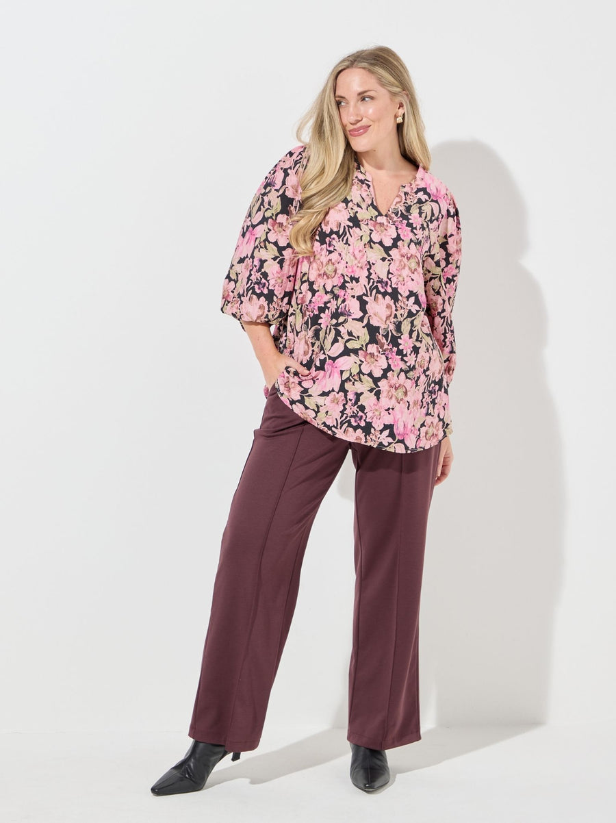 KAFFE Curve Sarina Pink Flower Blouse