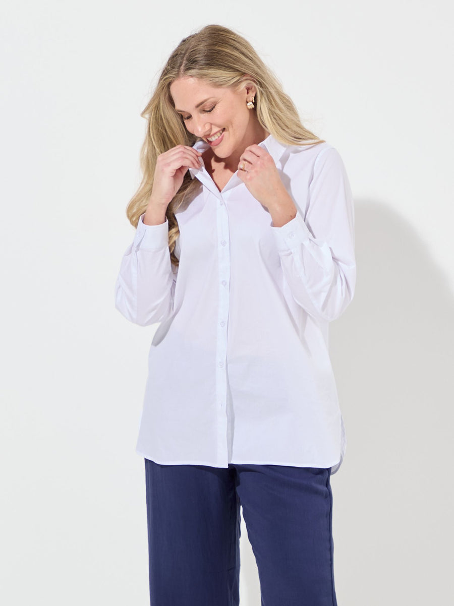 Helga by CISO White Cotton Blend Shirt