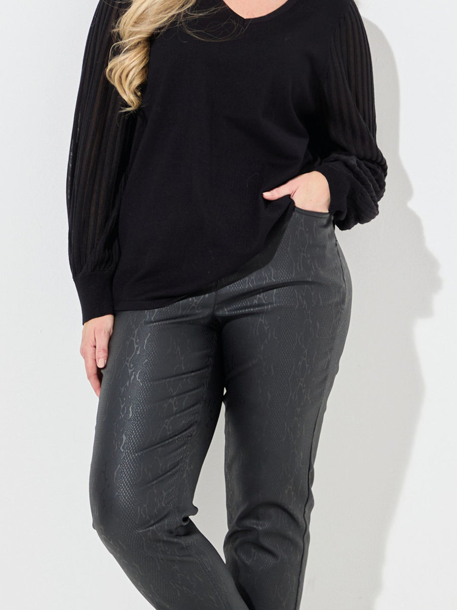 Rena by CISO Black Faux Leather Trouser