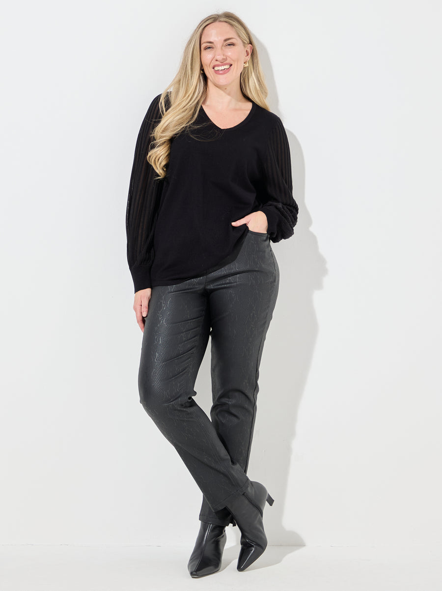 Rena by CISO Black Faux Leather Trouser