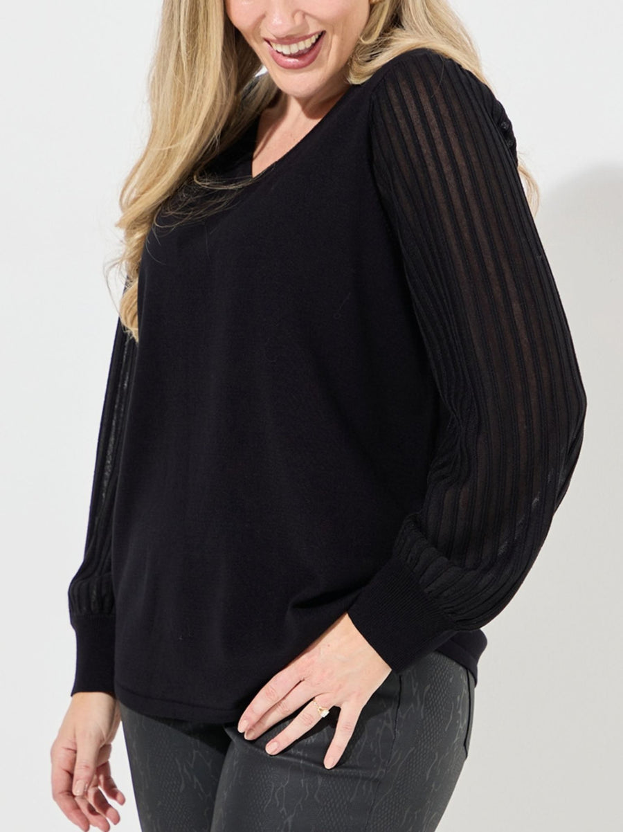 Marit by CISO Black Pleated Sleeve Jumper