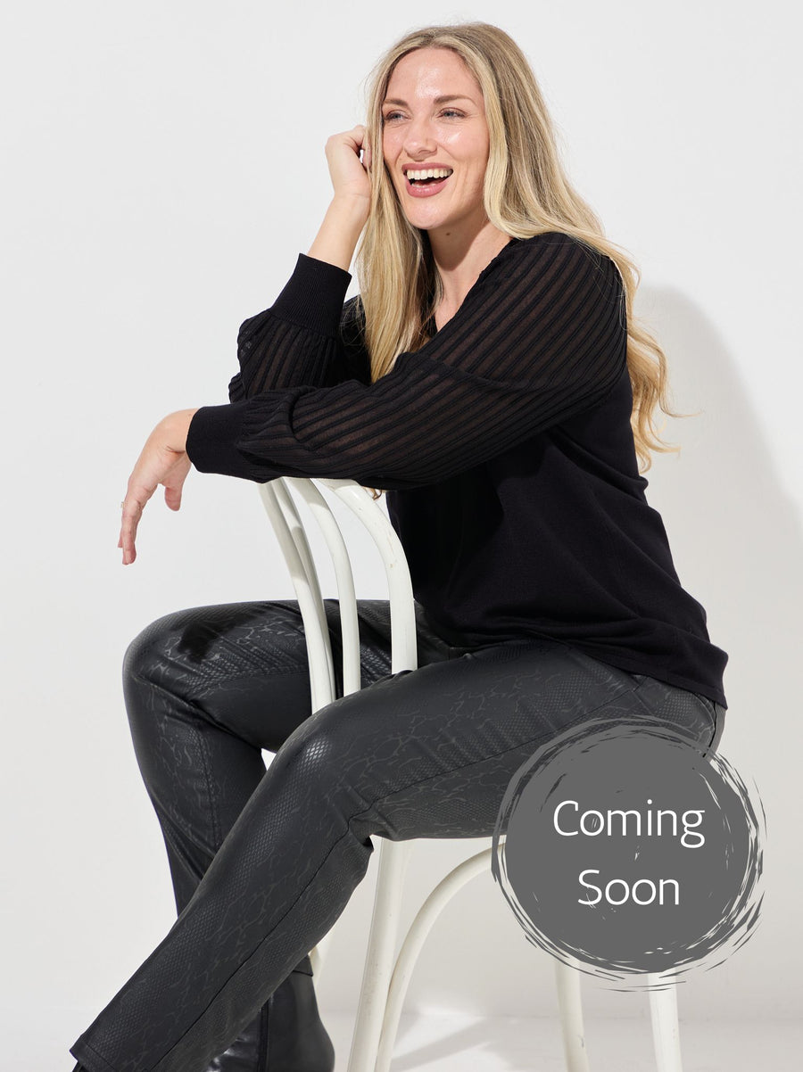 Marit by CISO Black Pleated Sleeve Jumper