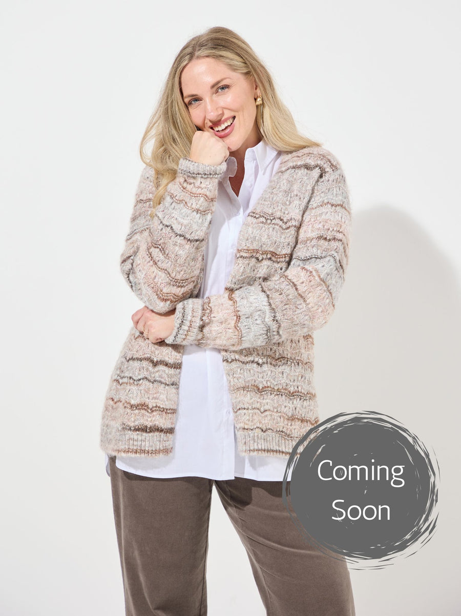 Carol by CISO Beige Open Knit Cardigan