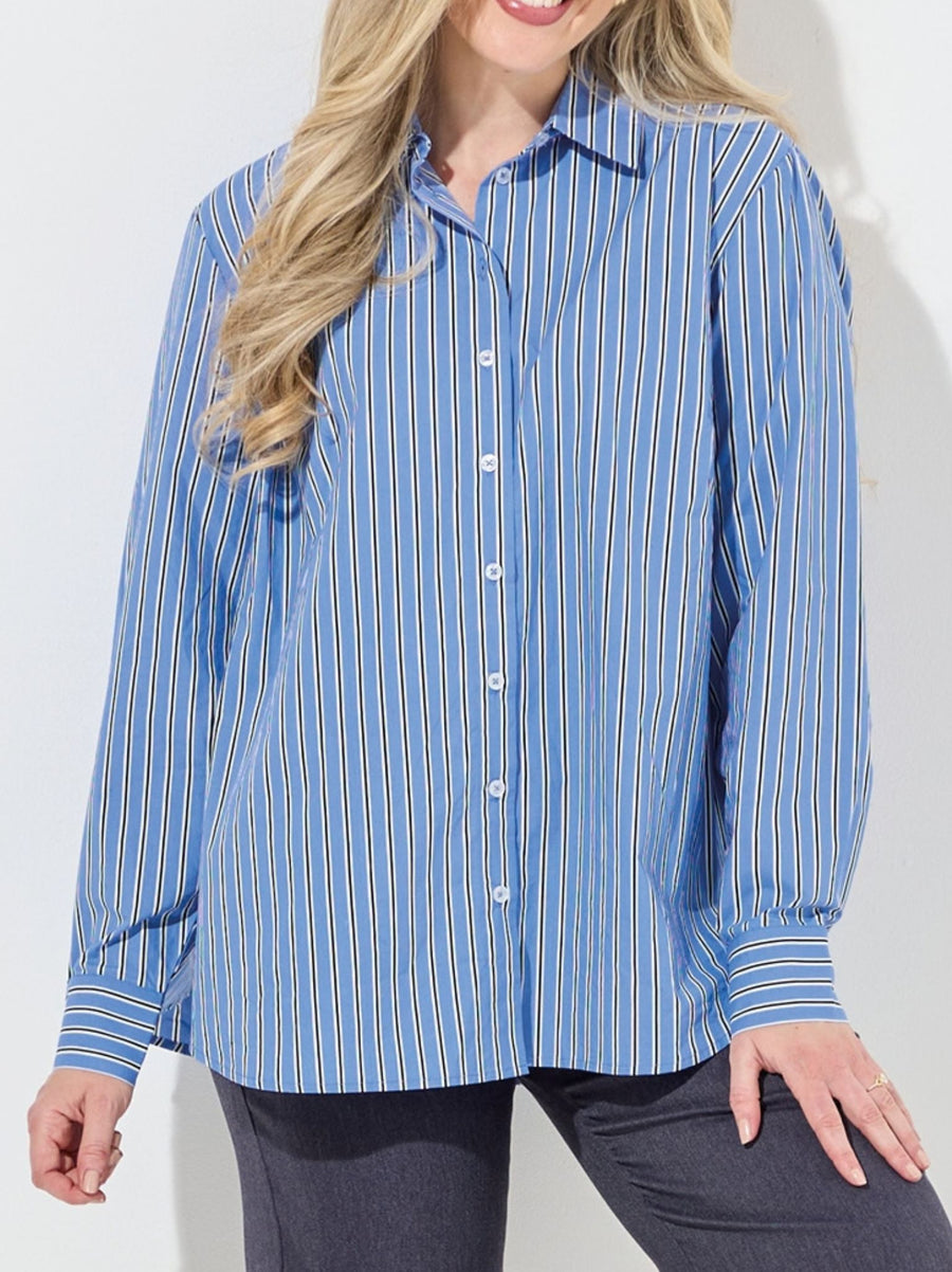 KAFFE Curve Savina Provence Cotton Shirt