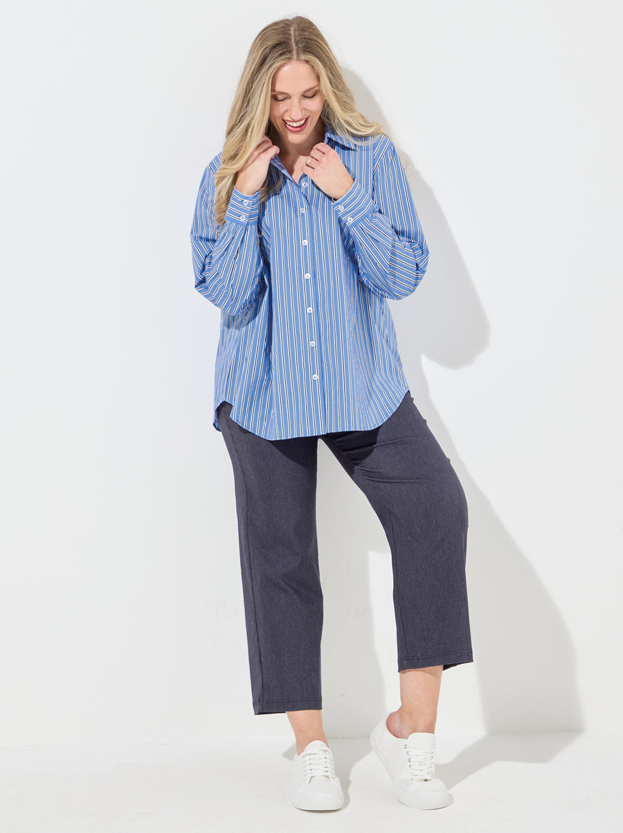 KAFFE Curve Savina Provence Cotton Shirt