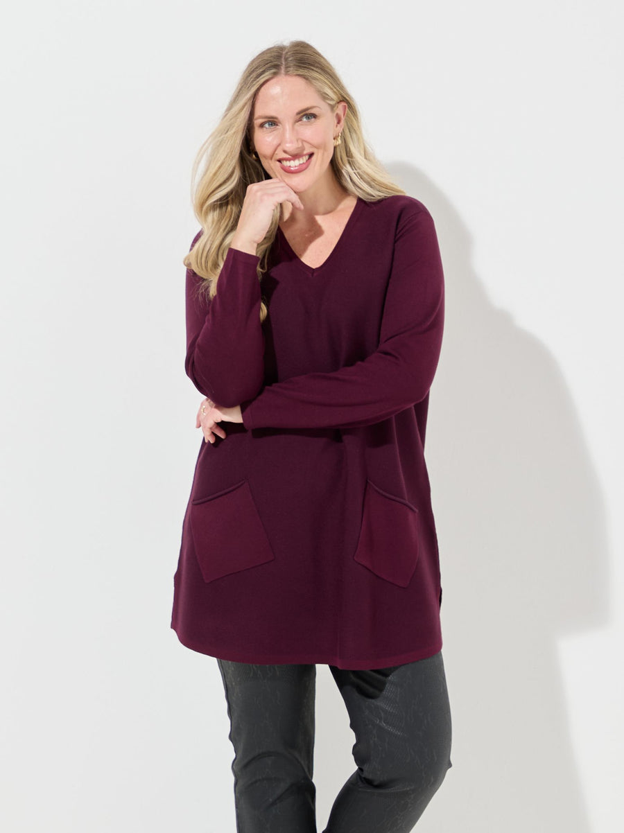 Mona by CISO Burgundy Long Pocket Jumper