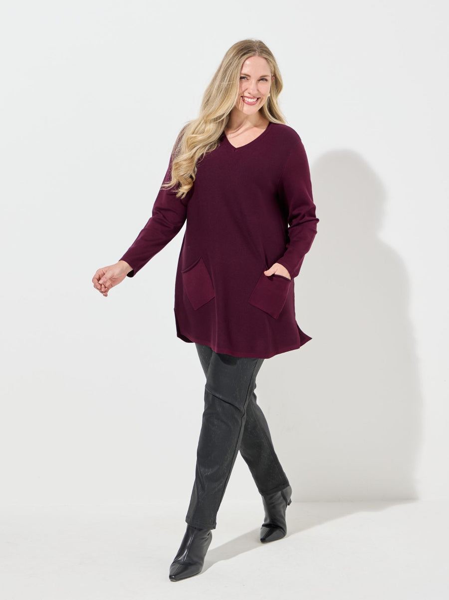 Mona by CISO Burgundy Long Pocket Jumper