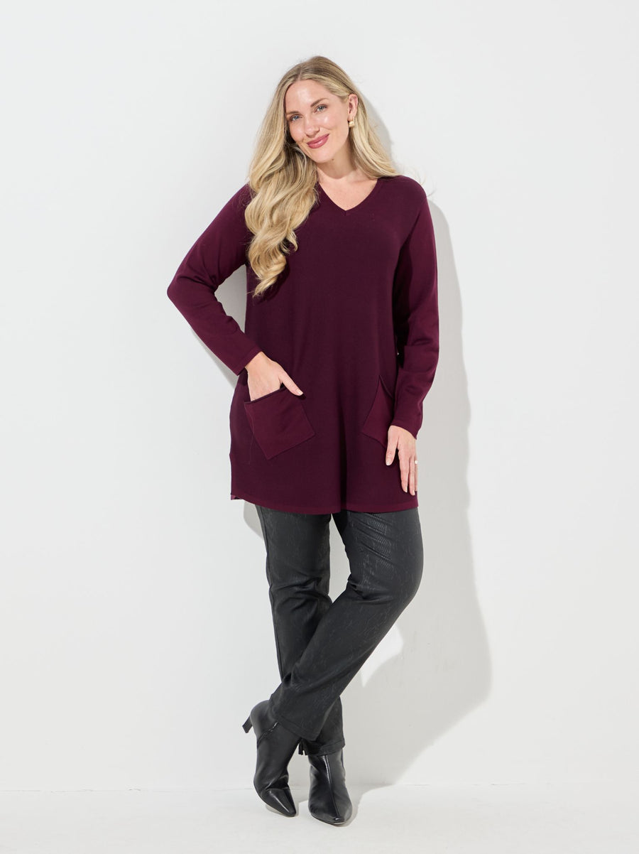 Mona by CISO Burgundy Long Pocket Jumper