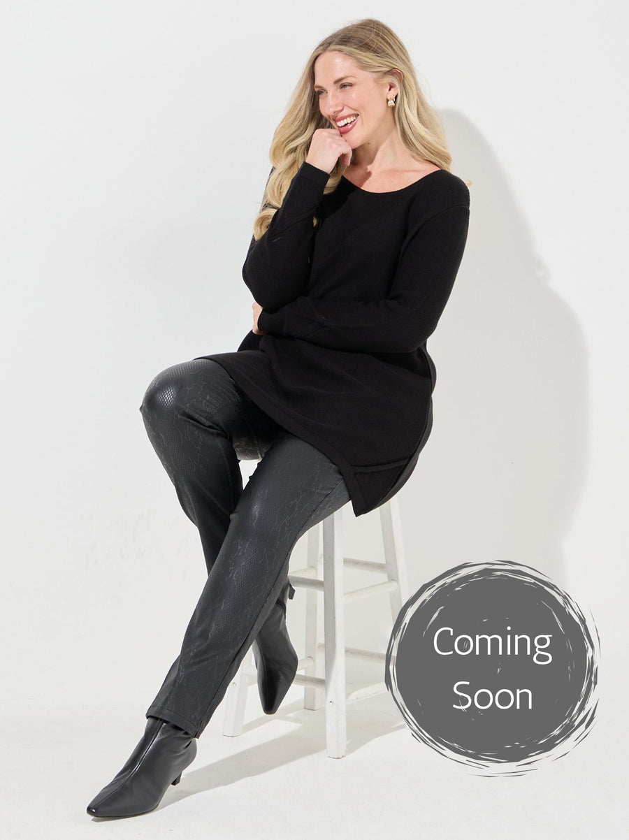 Rena by CISO Black Faux Leather Trouser
